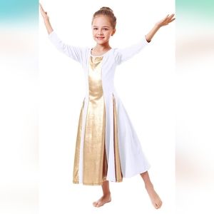 GIRL Metallic Gold liturgical praise dance dress